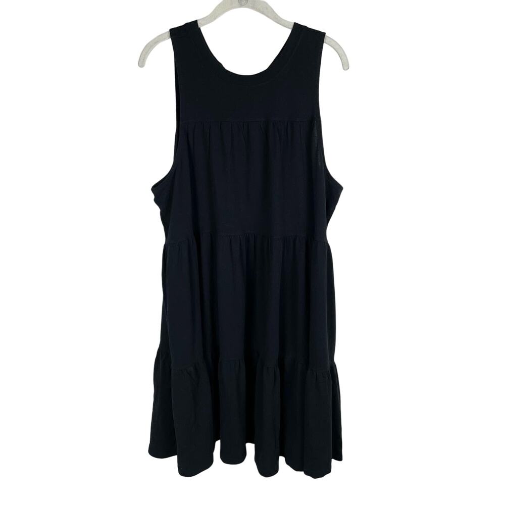 Treasure & Bond Tiered Halter Mini Dress Black Womens XL Cotton Tie Neck Swing